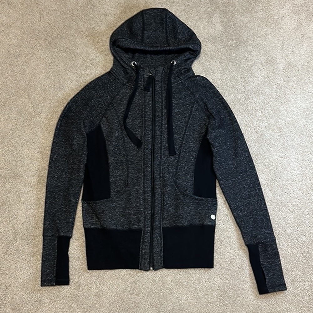 90 Degrees black & charcoal scuba hoodie jacket S